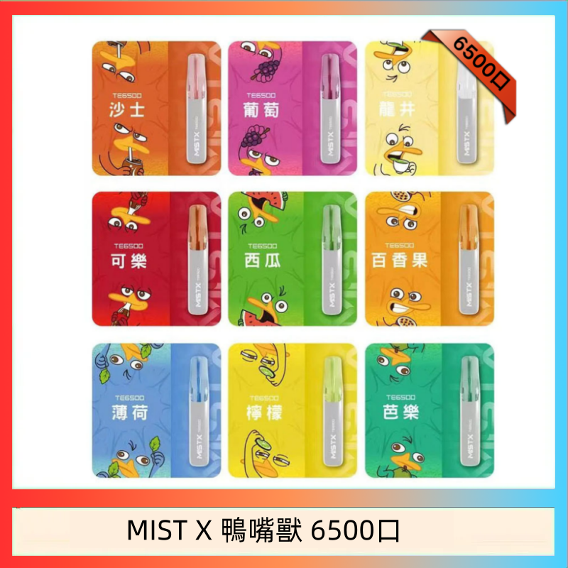 MIST X 鴨嘴獸 6500口 MIST X 鴨嘴獸 6500口一次性拋棄式電子煙|陶瓷芯更穩定